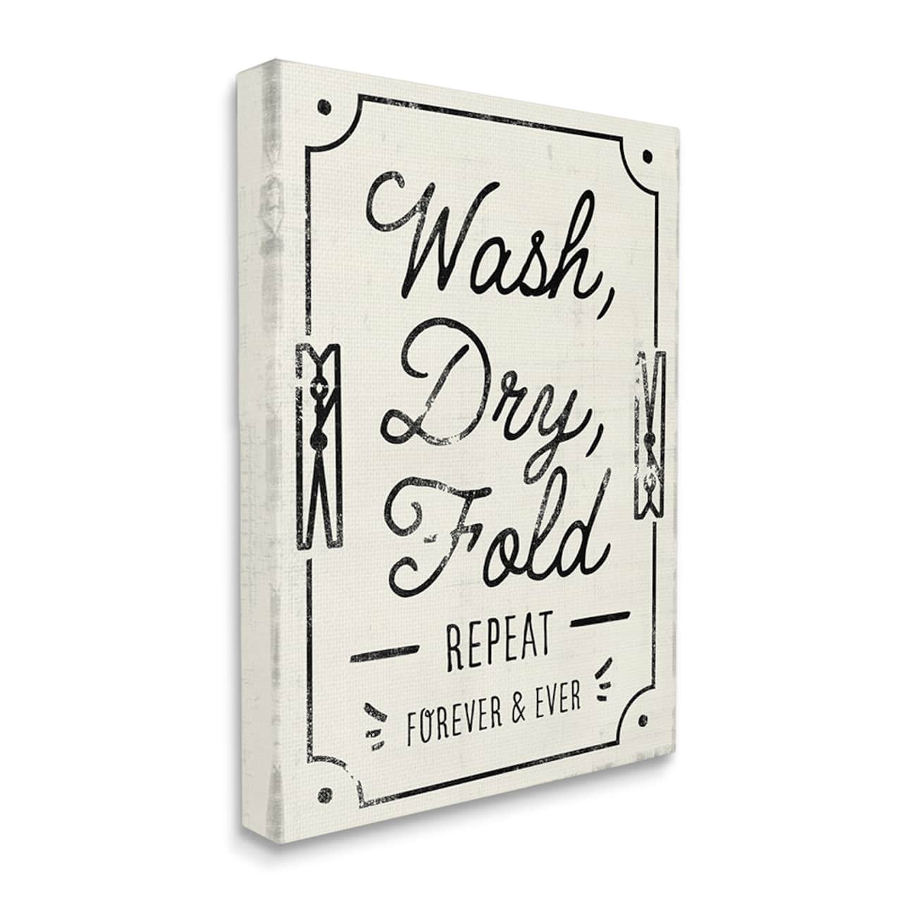 Stupell Industries Charming Retro Laundry Wash Dry Fold Repeat Canvas Wall Art